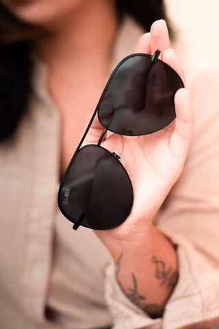 Black Black Unisex Aviator Sunglasses