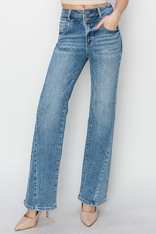 RISEN High Rise Ankle Straight Jeans