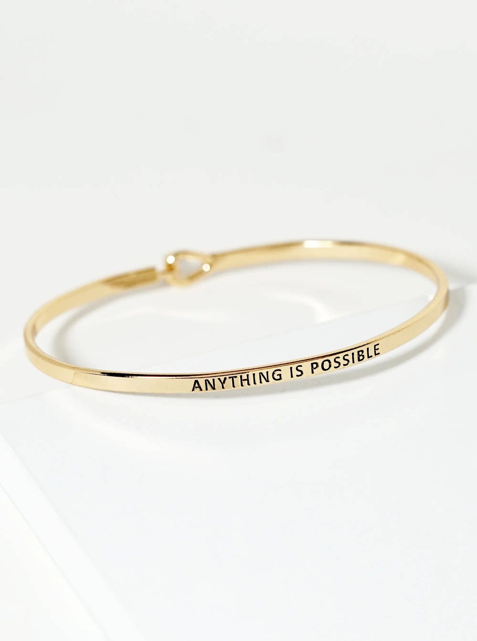 Anything Is Possible Engraved Inspirational Bangle Bracelet