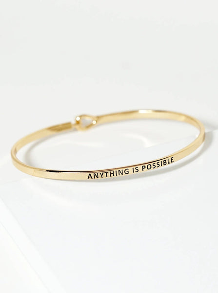 Anything Is Possible Engraved Inspirational Bangle Bracelet