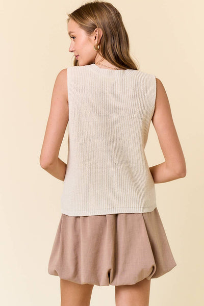 ROUND NECK BEACH SWEATER TANK TOP