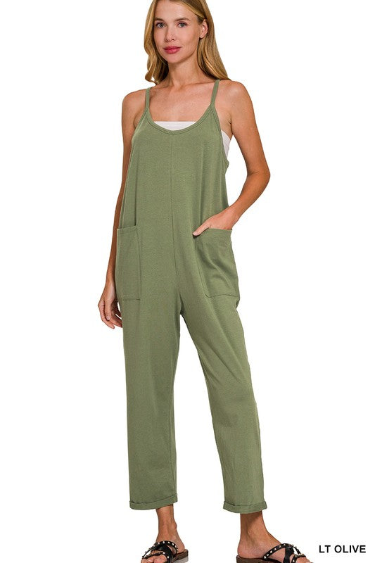 SPAGHETTI STRAP POCKETED JUMPSUIT