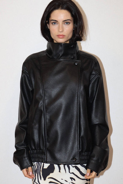 Faux Leather Bomber Jacket