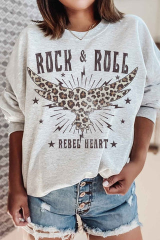 ROCK AND ROLL REBEL GRAPHIC SWEATSHIRT