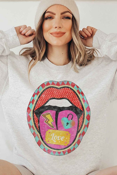 RETRO LIP VALENTINE GRAPHIC SWEATSHIRT