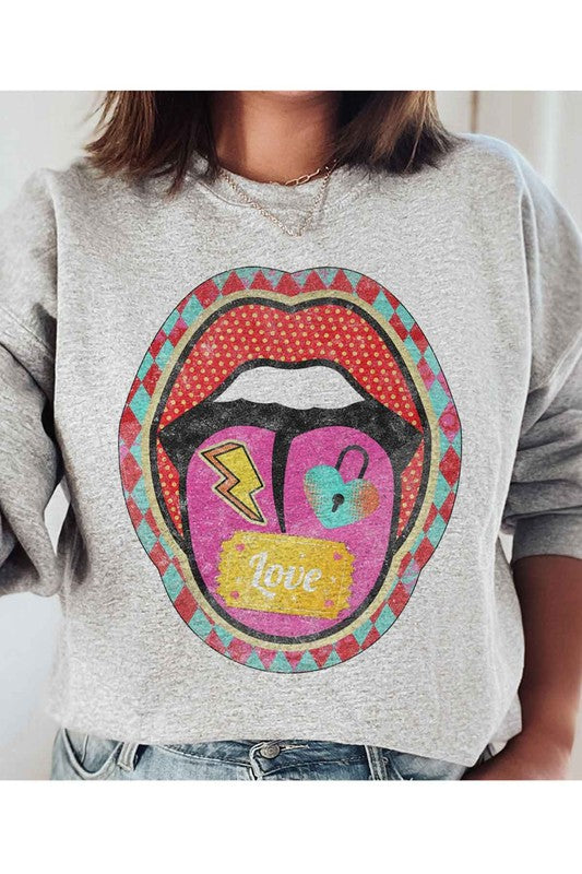 RETRO LIP VALENTINE GRAPHIC SWEATSHIRT