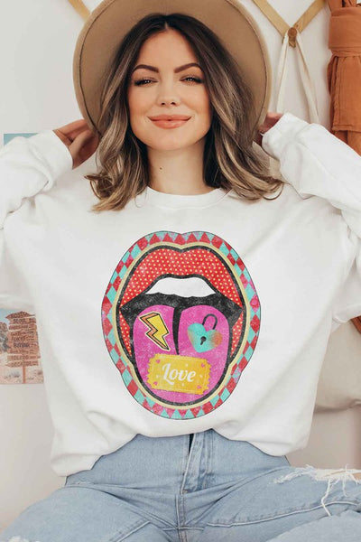 RETRO LIP VALENTINE GRAPHIC SWEATSHIRT
