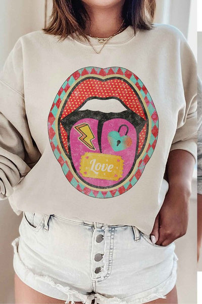 RETRO LIP VALENTINE GRAPHIC SWEATSHIRT