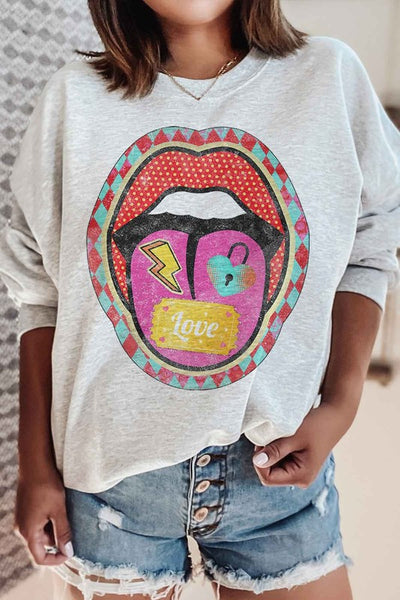 RETRO LIP VALENTINE GRAPHIC SWEATSHIRT