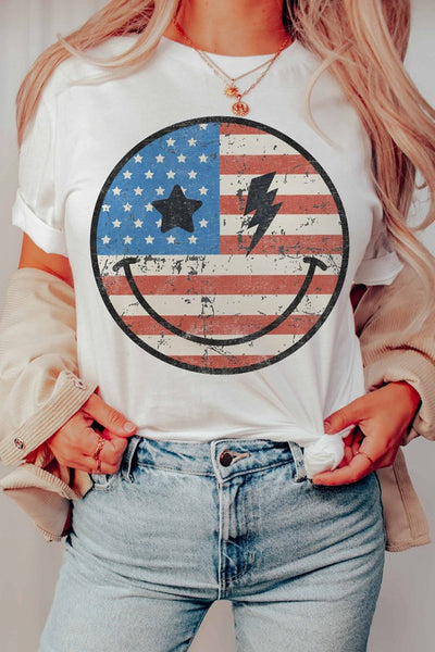 AMERICAN SMILEY GRAPHIC TEE