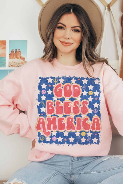 GOD BLESS AMERICA GRAPHIC SWEATSHIRT