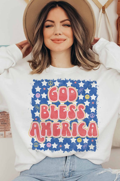 GOD BLESS AMERICA GRAPHIC SWEATSHIRT