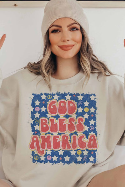 GOD BLESS AMERICA GRAPHIC SWEATSHIRT
