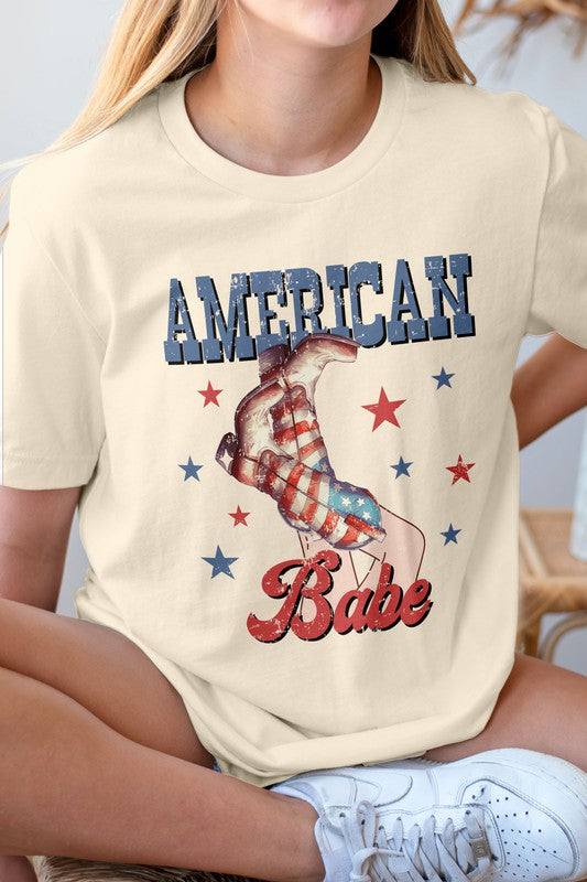 American Babe 4th of July Cowboy Boots Graphic Tee