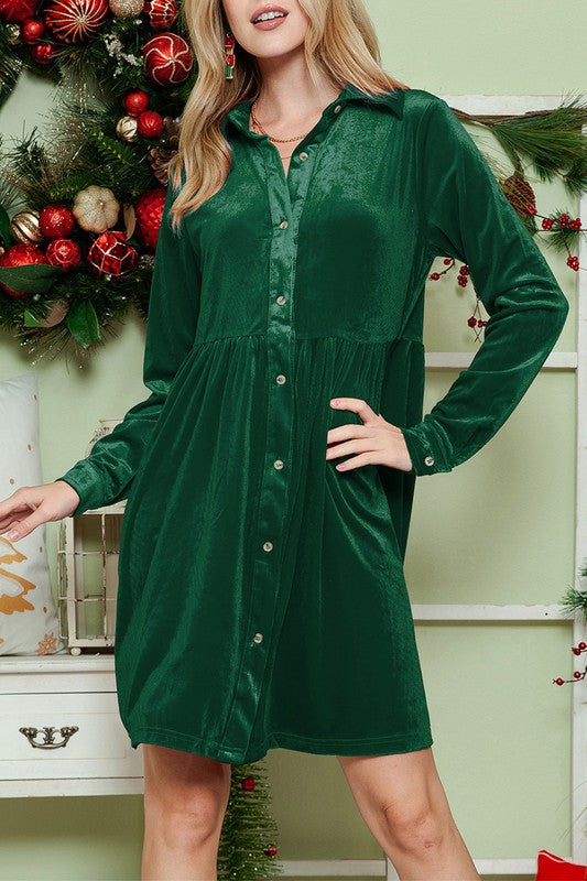 Button down Velvet long sleeve dress Button down Velvet long sleeve dress