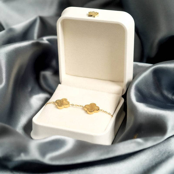 18K Gold PVD Stainless Steel Lucky Clover Charm Bracelet