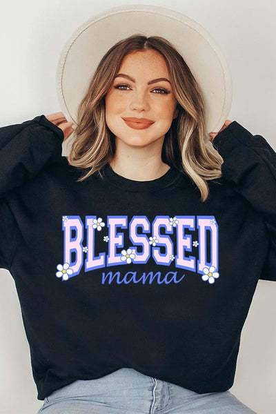 Blessed Mama Oversized Graphic Fleece Sweatshirts