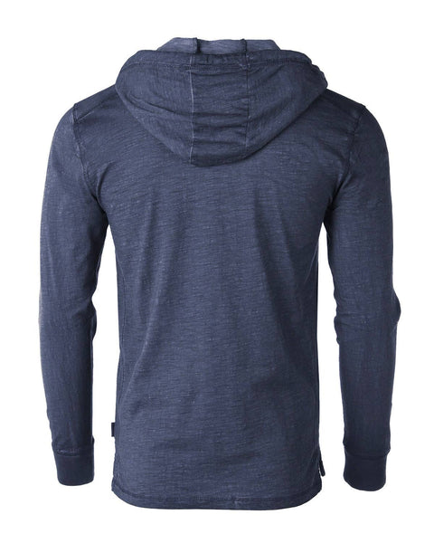 Mens Garment Dyed Casual Long Sleeve Hoodie Henley
