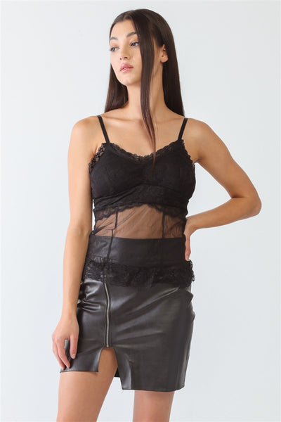 Sheer Mesh Lace Push-Up Bustier