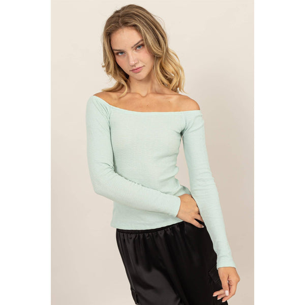 OFF-THE-SHOULDER LONG SLEEVE TOP