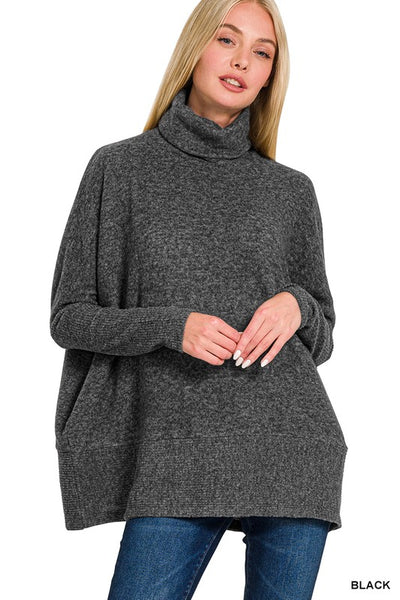 Brushed Melange Hacci Turtleneck Sweater