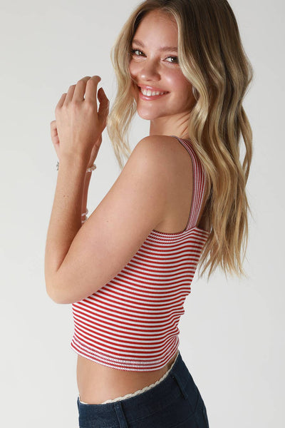 Modal Striped Square Crop Top