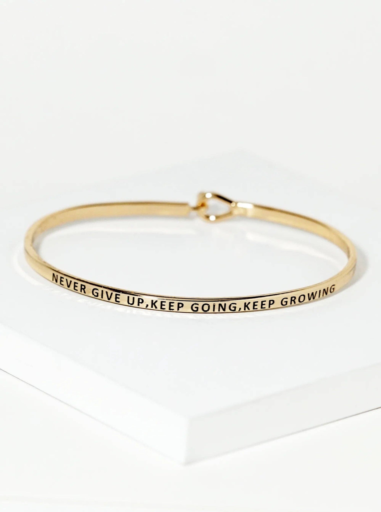Inspirational Engraved Bangle Bracelet - Keep Going