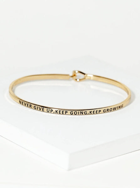 Inspirational Engraved Bangle Bracelet - Keep Going