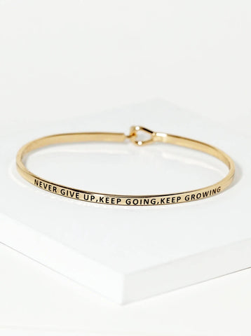 Inspirational Engraved Bangle Bracelet - Keep Going