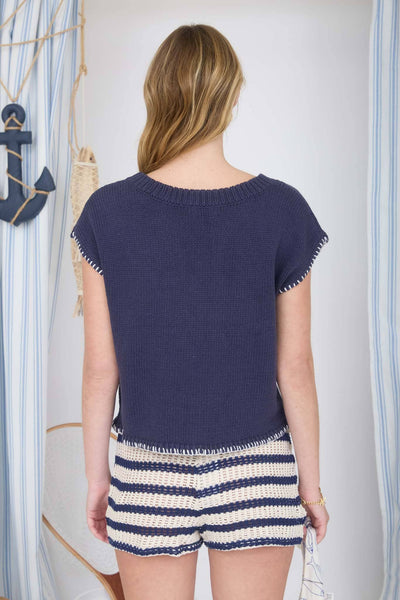Marine Short Sleeve Sweater