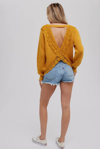 Crochet Lace Cross Back Pullover