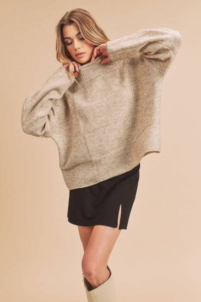 Toasted Almond Mock Neck Sweater