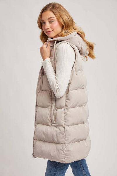 HOODED ZIPPER DOWN VEST