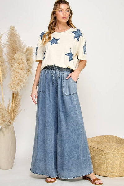 DENIM PALAZZO PANTS