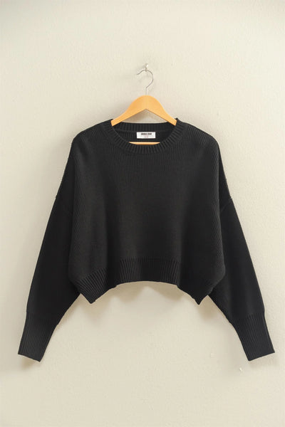 Ribbed Knit Oversized Cropped Sweater