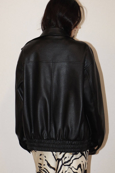 Faux Leather Bomber Jacket