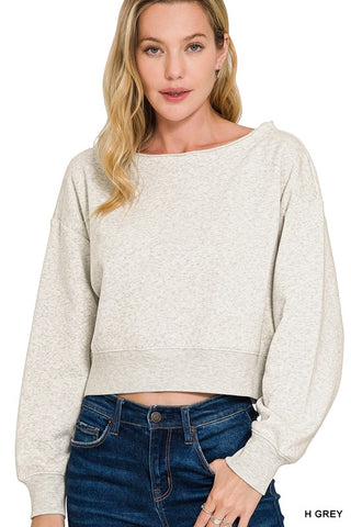 FLEECE BOAT-NECK PULLOVER