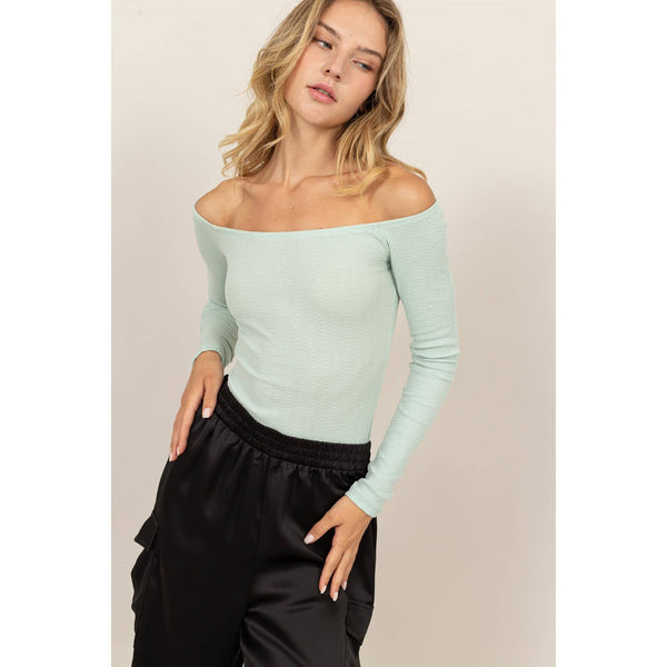 OFF-THE-SHOULDER LONG SLEEVE TOP