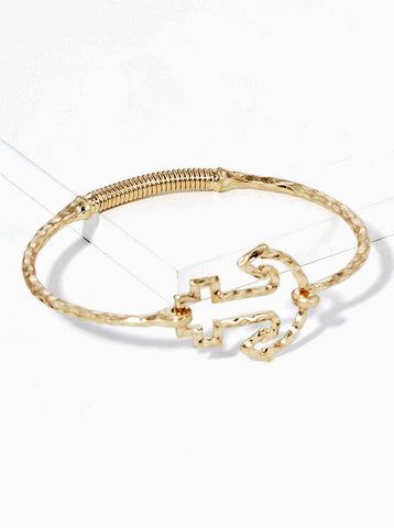 Hammered Metal Anchor Spring Hook Bangle Bracelet