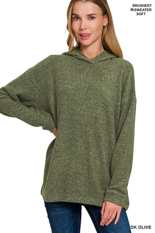 Hooded Brushed Melange Hacci Sweater