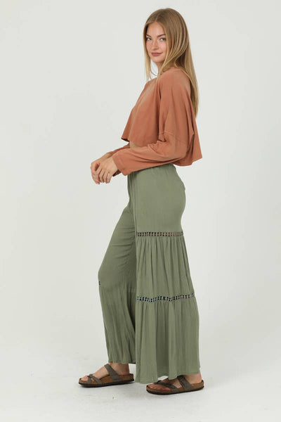 ASIS WIDE LEG PANTS WITH LACE INSERTS