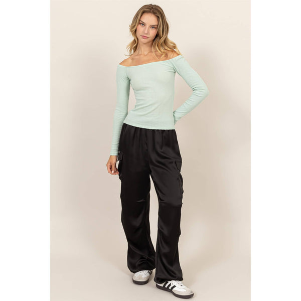 OFF-THE-SHOULDER LONG SLEEVE TOP