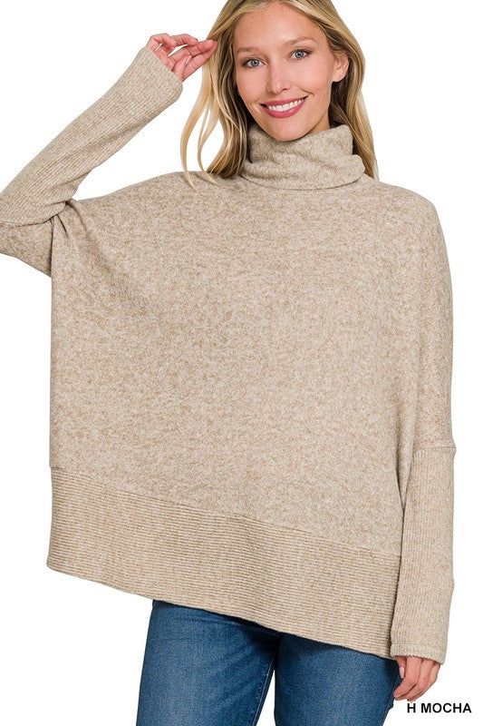 Brushed Melange Hacci Turtleneck Sweater