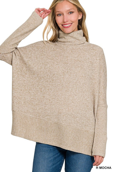 Brushed Melange Hacci Turtleneck Sweater