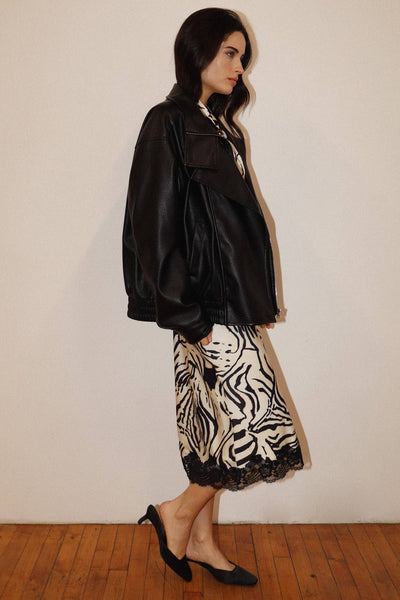 Faux Leather Bomber Jacket