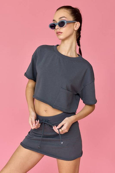 Crop T-Shirt and Skort Set