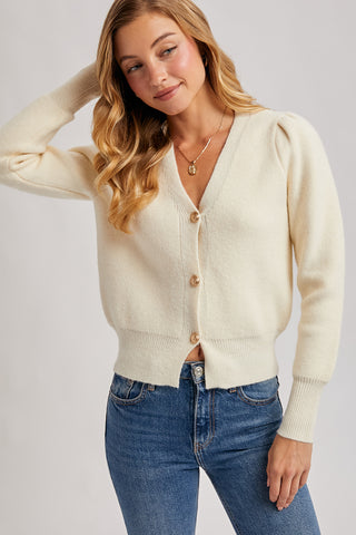 BUTTON DOWN V-NECK CARDIGAN