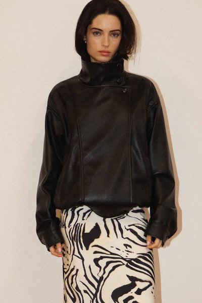 Faux Leather Bomber Jacket