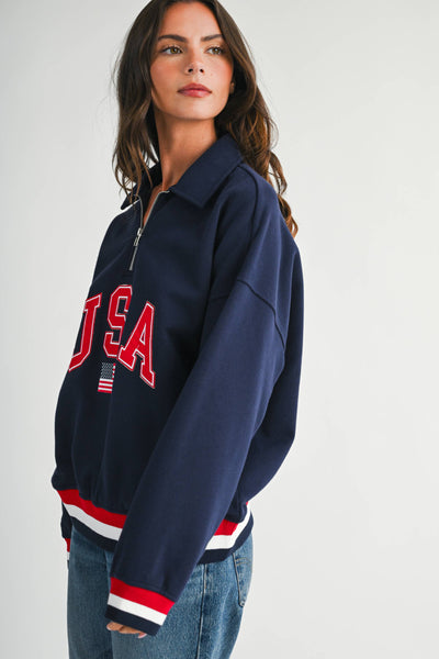 USA Graphic Half Zip Sweatshirt