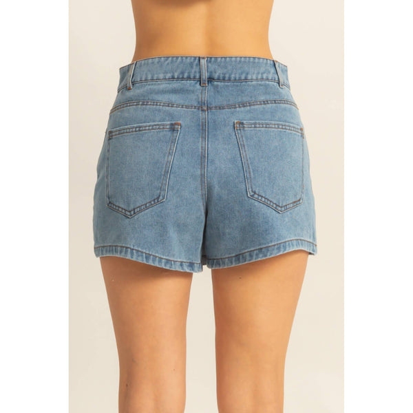 Enzyme Wash Buttoned Denim Skort